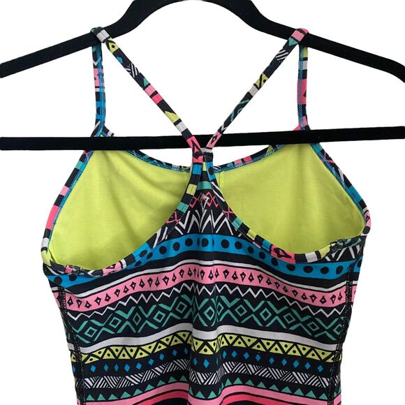 Ivivva Girls Size 12 Tank Top Racerback Y Strap Logo Aztec Printed Black Shelf - Picture 8 of 9